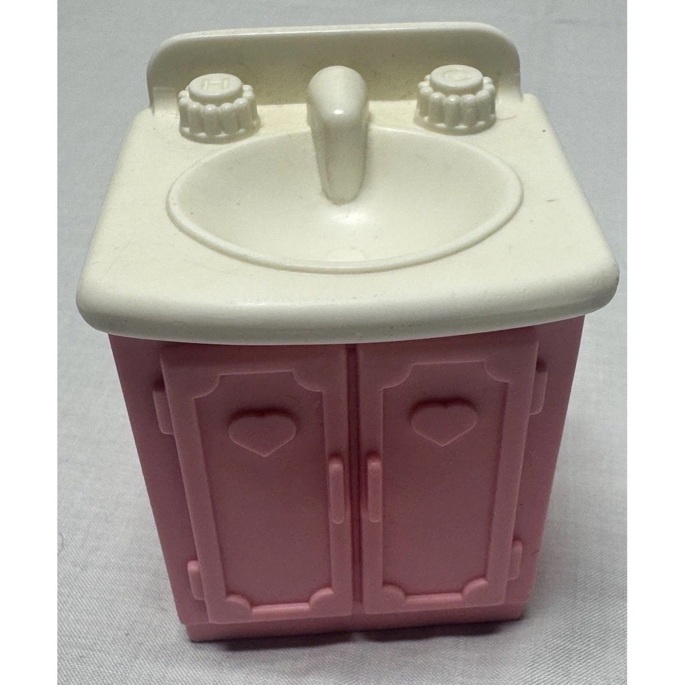 Fisher-Price Loving Family Dollhouse 1993 Pink  Bathroom Sink Cabinet Vanity
